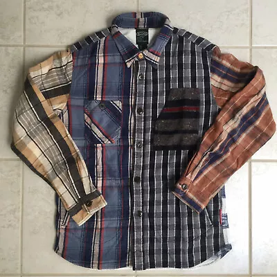 Manastash Crazy Lumber Hemp Flannel Shirt Jacket Check Plaid Patchwork Medium M • $68