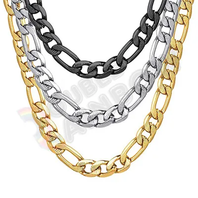 Men Gold Plated Stainless Steel Diamond Cut Figaro Necklace 6/8mm Chain 18-36  • $9.23