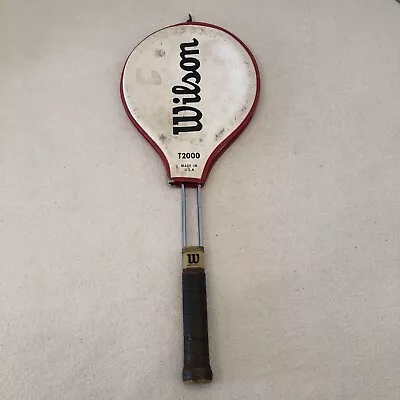 Wilson T2000 Steel Tennis Racket Strung With Cover Vintage 4 3/4  Nice Sports • $28.95