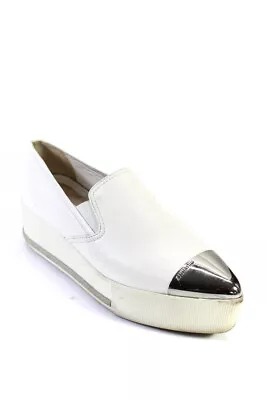 Miu Miu Womens Leather Cap Toe Platform Slide On Loafers White Size 39.5 9.5 • $109.79