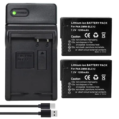 2x DMW-BLC12E Battery +USB Charger For Panasonic Lumix DMC-FZ2500 DMC-FZ2000 • £24.54