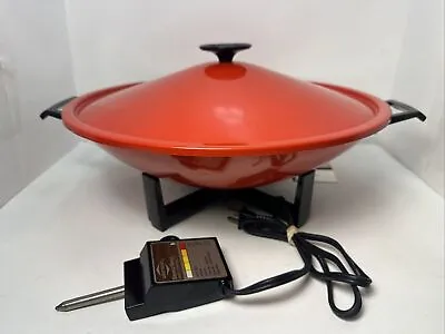 Vintage 1975 West Bend Electric Wok  14 Inch Red Made In USA Model 5901x Nice! • $30