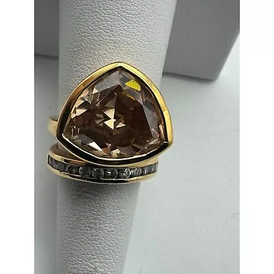 Sterling Silver Gold Vermeil Ring With Lab Morganite • $66.66