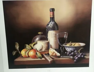 Pomerol & Claret By Brian Davies Wine Fruit Cheese Biscuits Bottles Prints Pair • $37.34