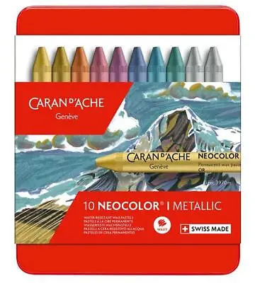 Caran D'Ache Neocolor I Metallic Wax Pastel Set Of 10 • £21.99