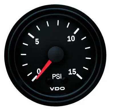 VDO Turbo Boost Gauge Mechanical (0-15 Psi) 52mm Round Black 150077010  • $65