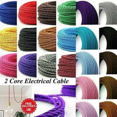 2 Core Twisted/Round Fabric Cable Vintage Flexible Braided Fabric Electric Wires • £2.49