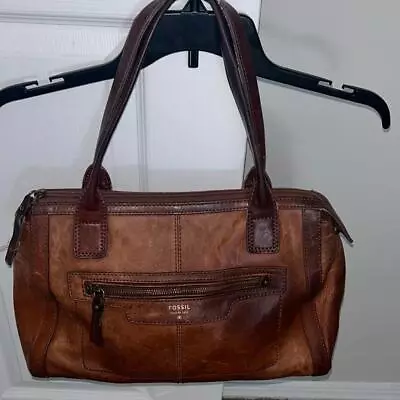 Fossil Brown Leather Bag • $35