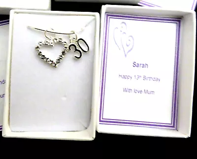 £6.25 • Buy Birthday Necklace Crystal Heart 16th 18th 21st 30th 40th 50th 60th 65th 70th
