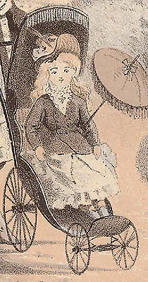  BIG DOLL SM GIRL + 3 WHEEL PRAM Or BUGGY FRANK MILLER POLISH TRADE CARD C25 • £13.78