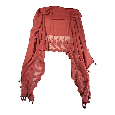 Pretty Angel Shawl Rust Color Lace Shoulder Scarf • $18.99
