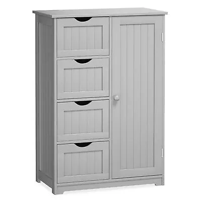 $98.49 • Buy Wooden 4 Drawer Free Standing Bathroom Floor Cabinet Storage Cupboard Adjustable