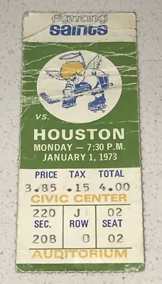 1/1/73 Minnesota Fighting Saints WHA Ticket Stub OPENING NIGHT STP CIVIC CENTER • $28.69