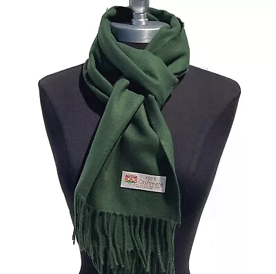 BRAND NEW 100% CASHMERE SCARF /WRAP MADE IN ENGLAND SOLID Green WINTER SCARF • $15.99