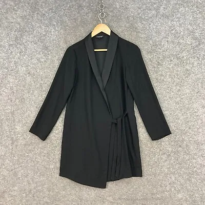 Topshop Womens Jacket Size 8 Black Long Sleeve Wrap Tie Lined 16004 • $15.96