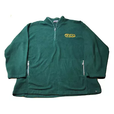 Fila Green Fleece 1/4 Zip Jacket Vintage 00s Retro Jumper Green Mens XXL • $0.99