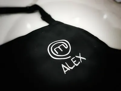 Black Personalised Embroidered Masterchef Style Apron Any Name • £17.99