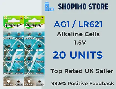 20 X AG1 1.5v Alkaline Batteries Coin Cell Remote Toys G1 LR60 LR621 SR621W New • £3.19