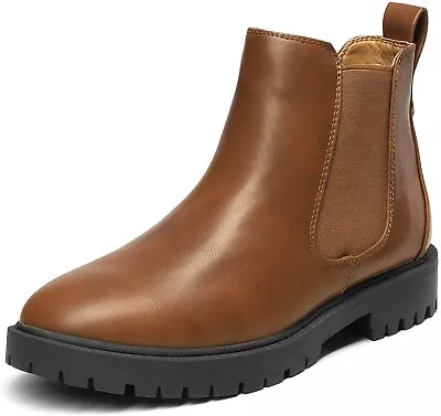 Women Chelsea Boots Fashion Slip On Low Heel Round Toe Ankle Boots • $44.99