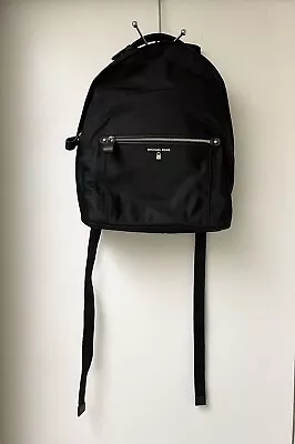 Michael Kors Kelsey Backpack Large Black Nylon Leather Trim Gold Hardware • $61.99