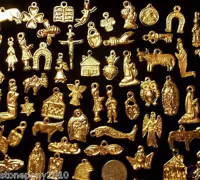 25 Milagros Charms Mexican Folk Art Imported Shiny GOLD Ex Votos Dijes Miracle • $13.95