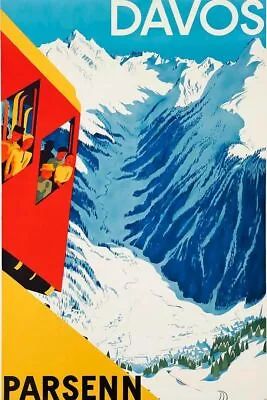 366720 Davos Parsenn Vintage Ski Switzerland Winter Art Print Poster • $29.95