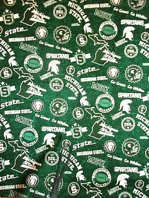 Sykel Ent.  MICHIGAN STATE Cotton Fabric Tocssed  Sparty Football 42 Wide 1/2 YD • $7.99