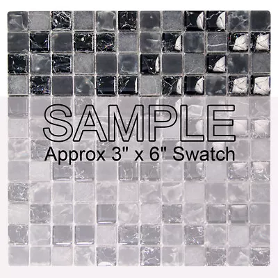 Glass Stone Tile Mosaic Electra Squares Kitchen Bathroom Wall Backsplash Black • $4.40