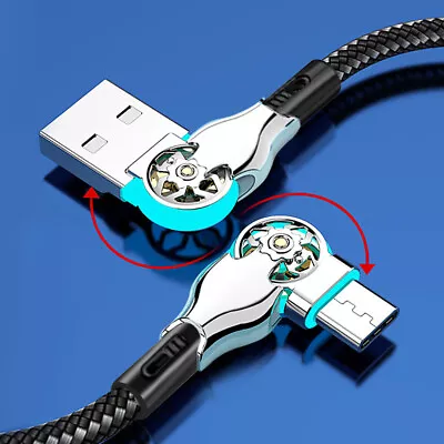 Double 180° Rotating Type-c Cable Heavy Duty Fast USB Charging Charger Data Lead • $4.99