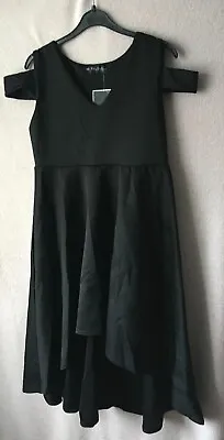 £4 • Buy BEJEALOUS Black Cold-Shoulder High Low Dress M/L New