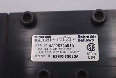 Parker H22vxbg053a/ H2225bga53a Valve 150 Psi 120v/60hz-110v/50hz Stock K-3682 • $156