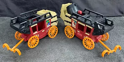 2 Vintage 1997 Fisher Price Western Cannonball Stage Coach Stagecoach Cowboys • $16.99