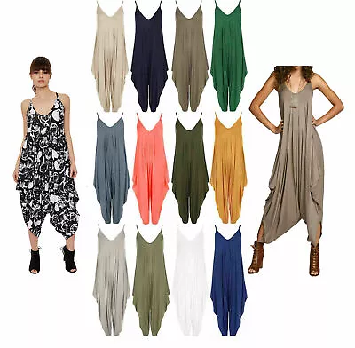 £8.99 • Buy Ladies Cami Harem Jumpsuit Lagenlook Romper All In One Womens Hareem Playsuit