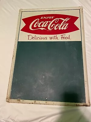 Vintage Enjoy Coca Cola Metal Chalkboard Green Original • $20