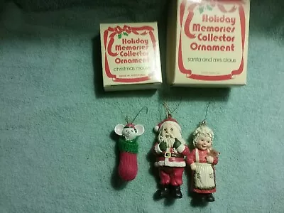 Vintage Holiday Memories Collector Ornaments Lot Santa And Mrs Claus Mouse • $14.99