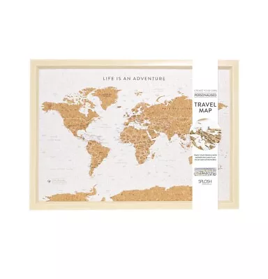 $59.95 • Buy Splosh Travel Board World Map Canvas Wall Map Canvas With Pins 53.5cm X 36.5cm