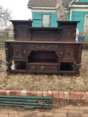 Antique Carved French Renaissance Sideboard Buffet Cabinet • $2600