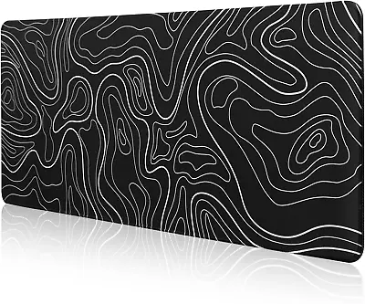 Desk MatMouse Pad Gaming Keyboard Pad90X40Cm Topographic Desk Pad Black And W • $30.38