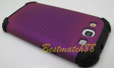 For Samsung Galaxy S3 Purple Black Hybrid Rugged Dual Layer Case I9300 Siii SIII • $7.80