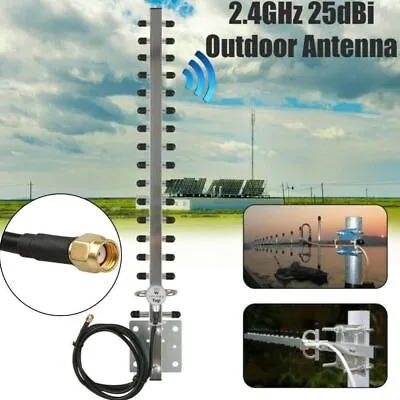 2.4GHz Yagi Directional Outdoor WiFi Antenna 25dBi For Wireless Net Card Router • $17.83