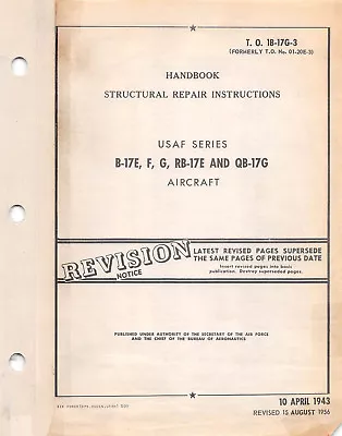 B-17  Flying Fortress  Series Structural Repair Aircraft Manual Flight Manual-CD • $37.99