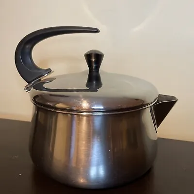 Vintage Farberware 2 Quart Stainless Steel Tea Pot Kettle Mid Century Modern • $33.14