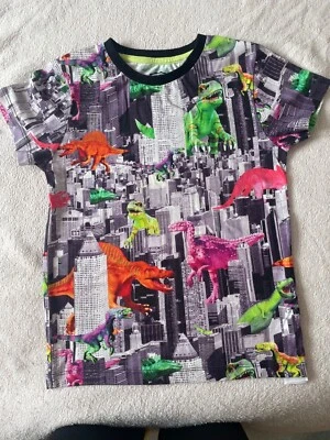 Boys Colourful Dinosaur Short Sleeved Top. Size 6-7 Yes. Blue Zoo From Debhanems • £2.50