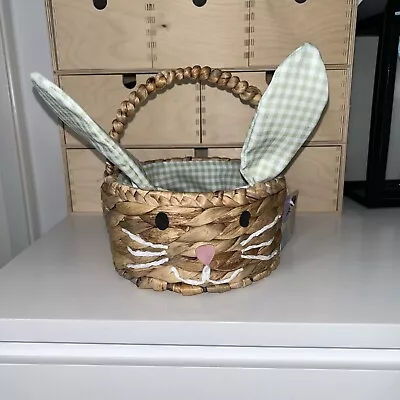 Easter Bunny Wicker Basket Gingham Lined New • £5
