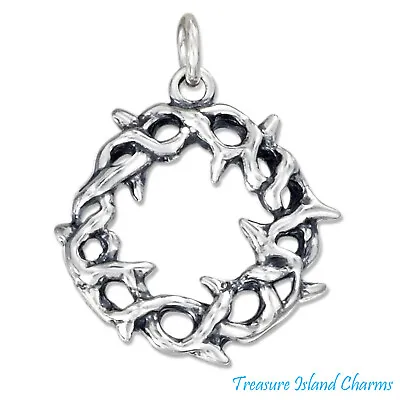 Jesus Christ Crown Of Thorns 925 Solid Sterling Silver Charm Pendant MADE IN USA • $19.95