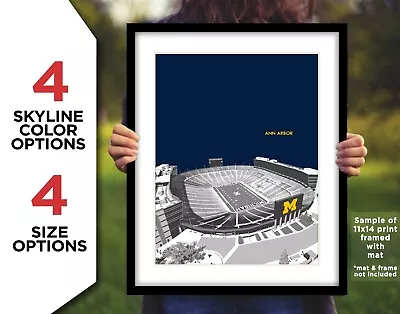 MICHIGAN WOLVERINES Football Stadium Photo Picture Skyline 8x10 11x14 16x20 • $11.95