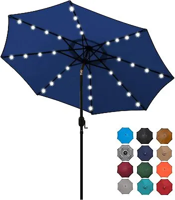 9ft Solar Umbrella 32 LED Lighted Patio Umbrella Table Market Umbrella With Tilt • $71.81