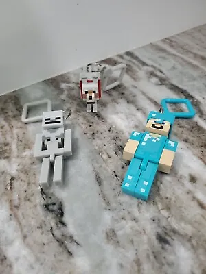 Minecraft Keychain Steve Wolf Skeleton With Diamond Armor 3” 3 Total • $20