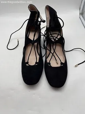 $19.99 • Buy Zara Womens Black Suede Almond Toe Lace Up Block Pump Heels 40