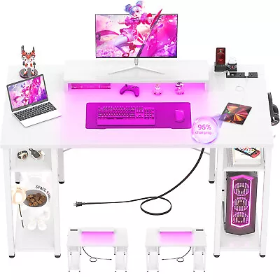 Official Computer Desk RGB Gaming Desk + Power Outlet  Office For Gaming Room US • $100.69